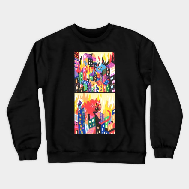 Cat Rampage Crewneck Sweatshirt by Clement